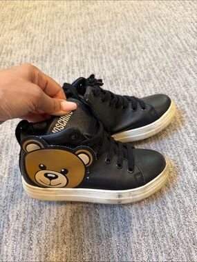 Moschino Kids Black Teddy High-Top Sneakers size 32